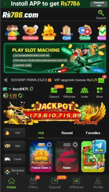 Homepage with multiple games and other options