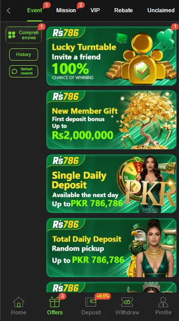 rs786 game offers and events