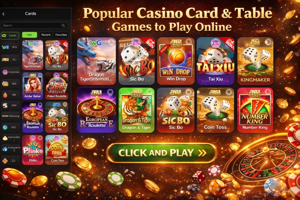 Popular casino card games to be played on rs786